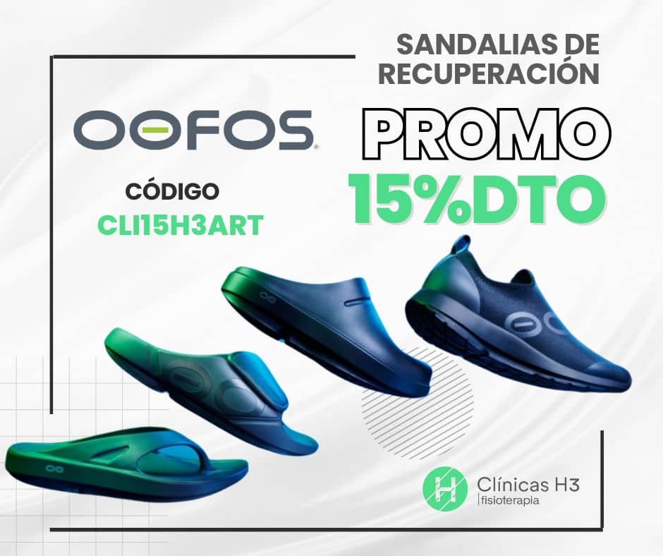 Código descuento chanclas y calzado OOFOS en Clínicas H3 Caamaño