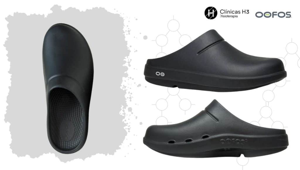 zuecos oofos recomendados para fascitis plantar . comprar con código descuento en Clínicas H3